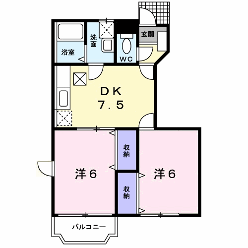 阿南市那賀川町苅屋のアパートの間取り