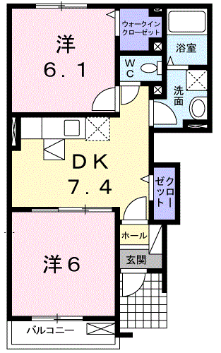 呉市川尻町久筋のアパートの間取り