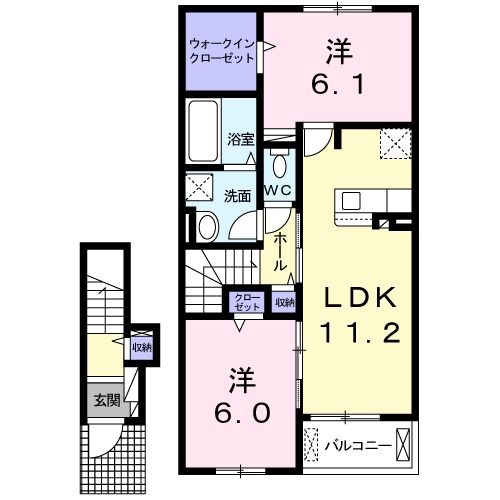 宇部市厚南北のアパートの間取り