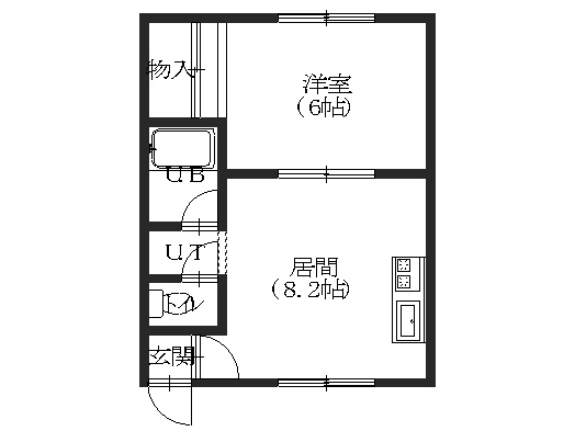 函館市海岸町のアパートの間取り