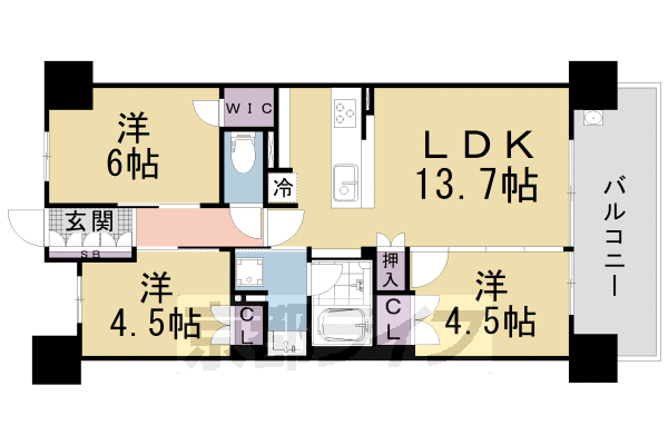 大津市皇子が丘のマンションの間取り