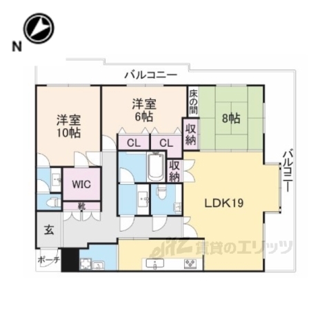 レフィナード帝塚山２０７の間取り