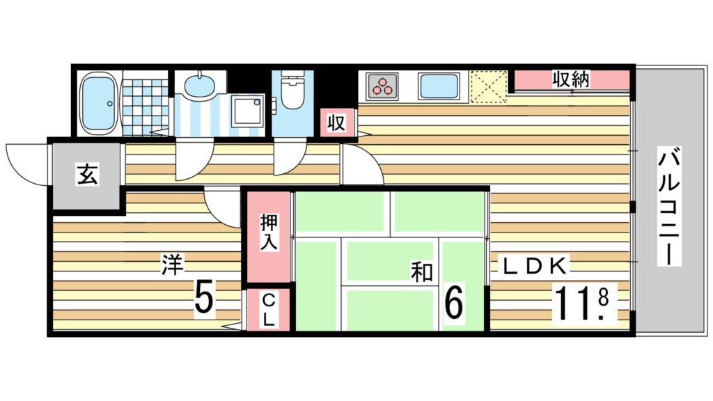 神戸市東灘区向洋町中のマンションの間取り