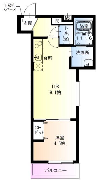 【大阪市西淀川区出来島のアパートの間取り】