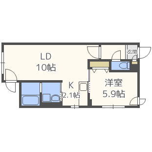 札幌市中央区南十九条西のマンションの間取り