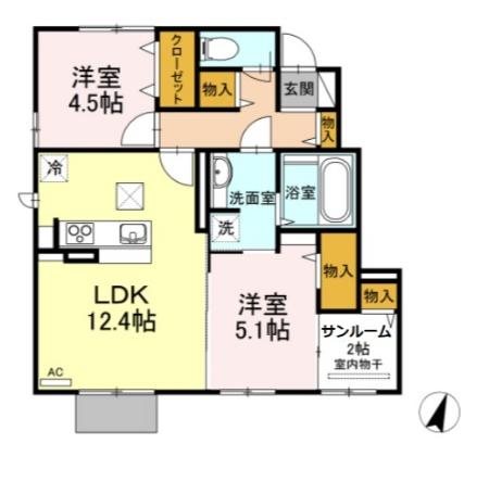 鹿児島市中山町のアパートの間取り