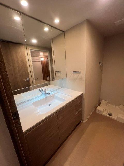 洗面設備　鏡面収納付洗面所・洗濯機置場