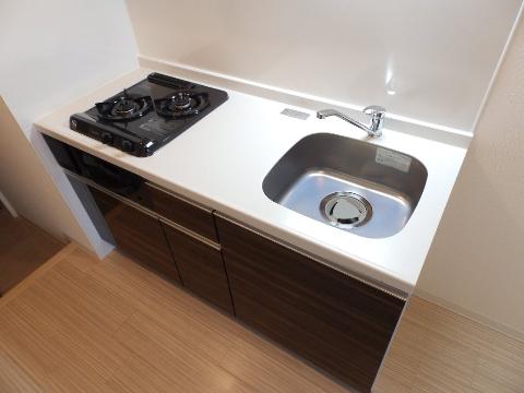 キッチン　２口ガスコンロとグリル付