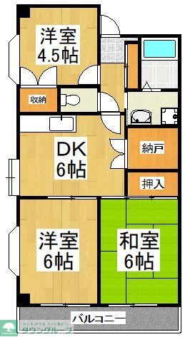 ＪＲ武蔵野線 北朝霞駅 徒歩5分 4階建 築39年の間取り写真