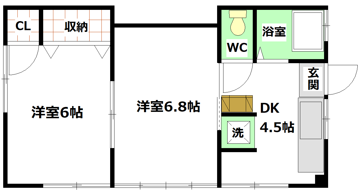 広島電鉄宮島線 東高須駅 徒歩5分 3階建 築47年の間取り写真