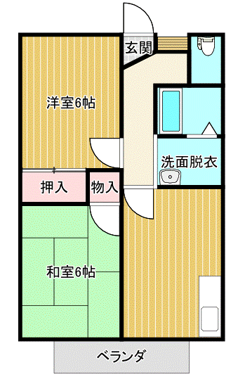 善通寺市善通寺町のアパートの間取り