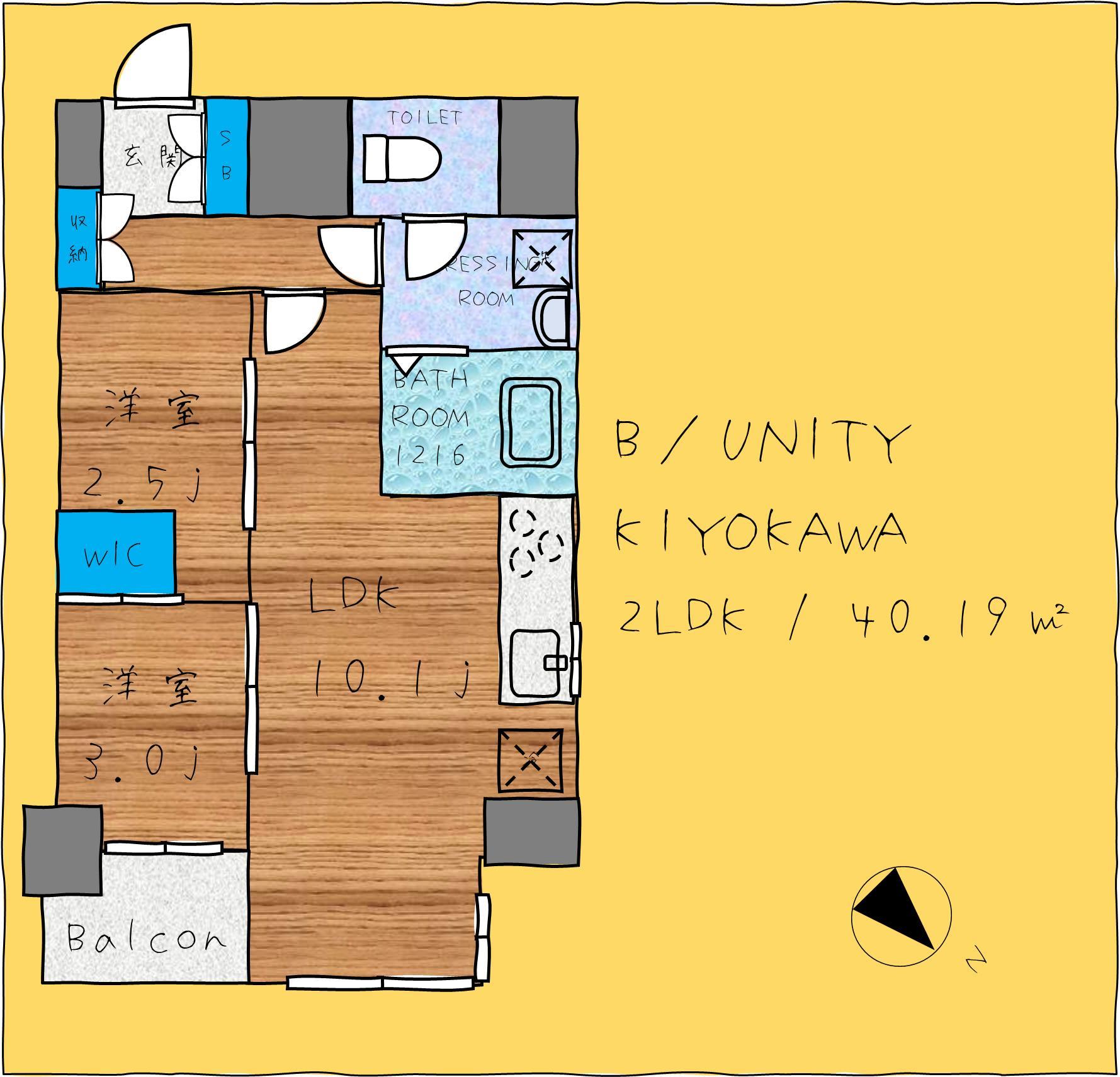 Ｂ／ＵＮＩＴＹ　ＫＩＹＯＫＡＷＡの間取り