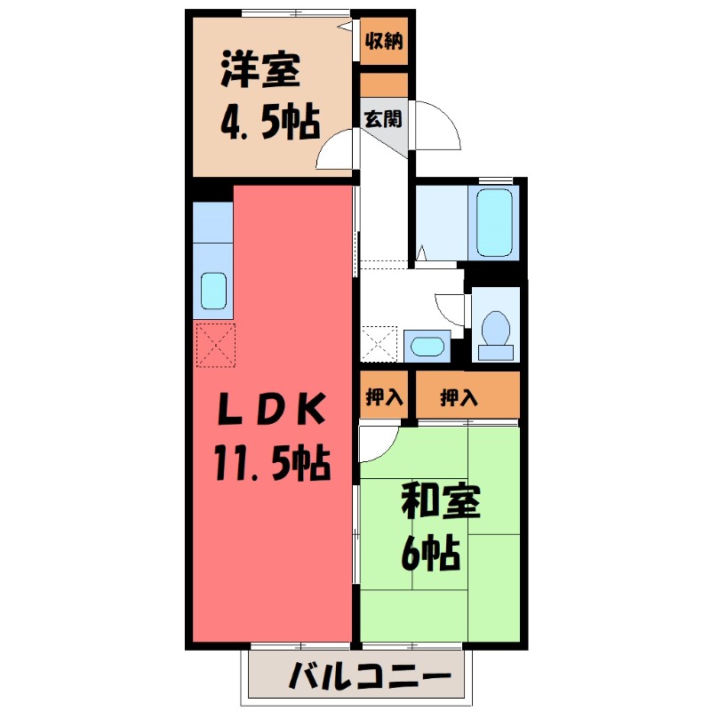 行田市桜町のアパートの間取り