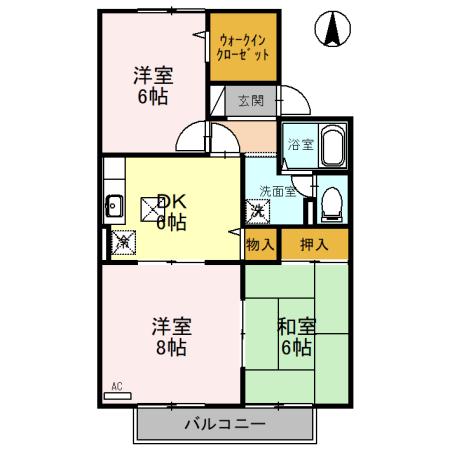 砺波市栄町のアパートの間取り