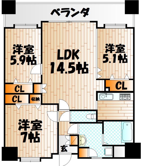 ニューサンリバー12番館の間取り