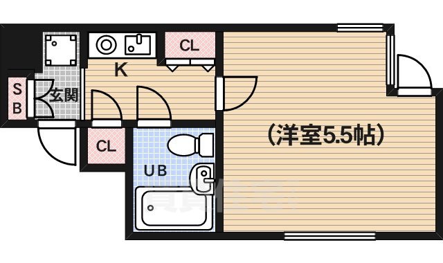 京都市下京区五坊大宮町のマンションの間取り