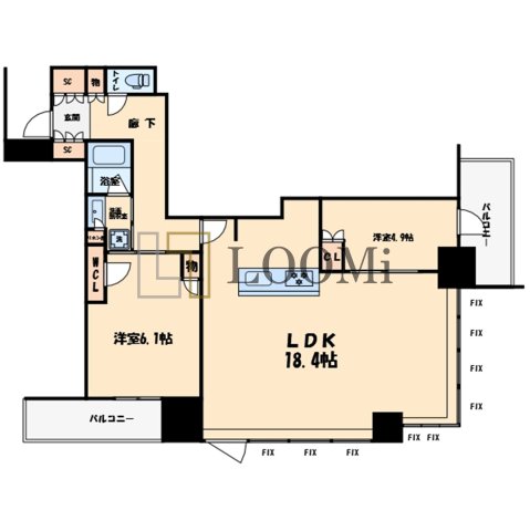 【大阪市西区南堀江のマンションの間取り】