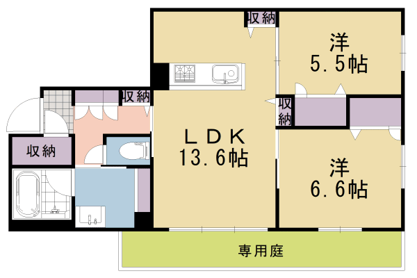 長岡京市天神のマンションの間取り