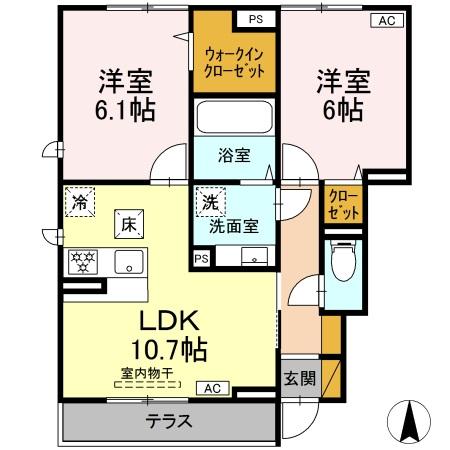 四街道市栗山のアパートの間取り