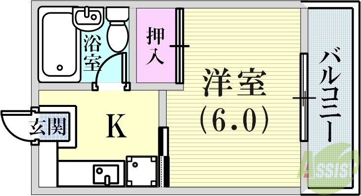 神戸市兵庫区松原通のマンションの間取り