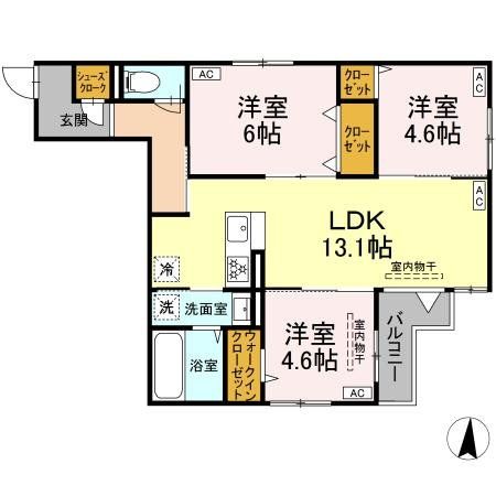 大和市大和東のアパートの間取り