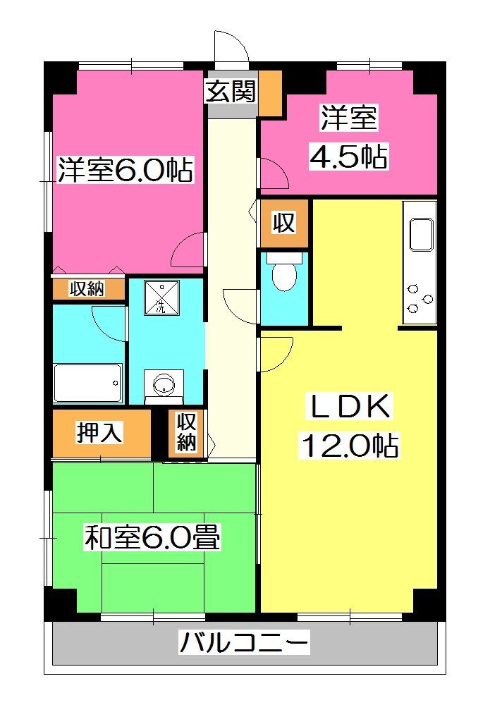 所沢市東住吉のマンションの間取り