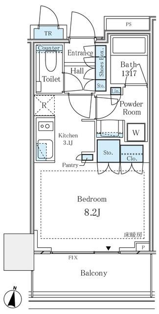 新宿区西新宿のマンションの間取り