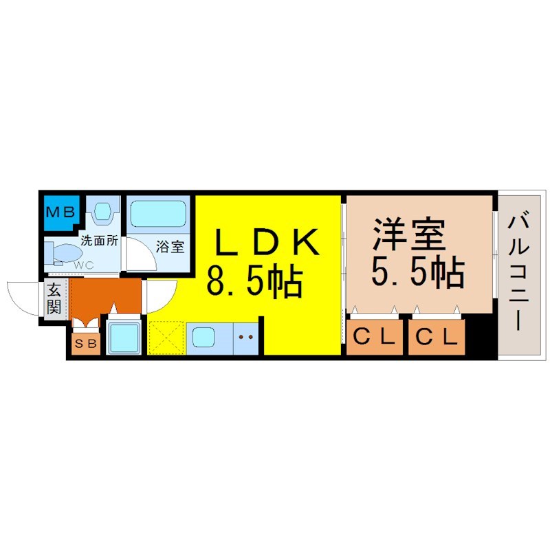 名古屋市瑞穂区堀田通のマンションの間取り