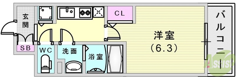 神戸市中央区栄町通のマンションの間取り