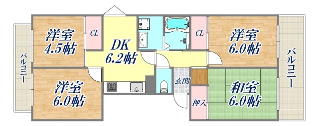 芦屋打出パークマンションの間取り