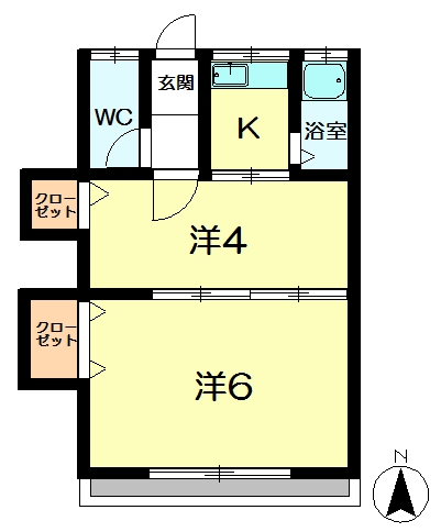 奈良市山陵町のアパートの間取り