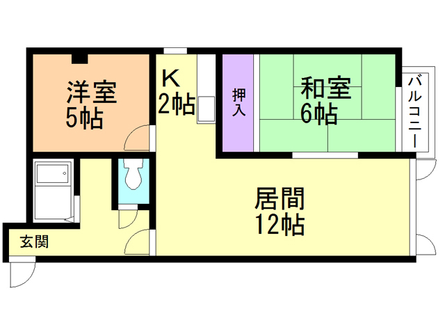 函館市東川町のマンションの間取り