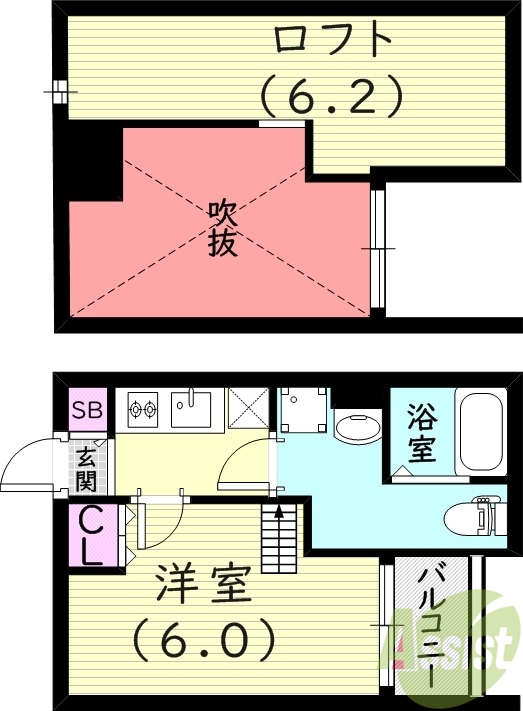 西宮市小松南町のアパートの間取り