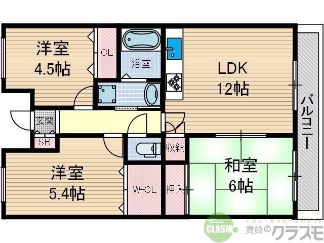 茨木市春日のマンションの間取り