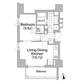 【港区六本木のマンションの間取り】