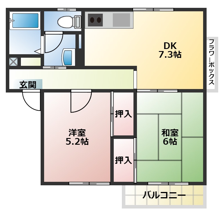 富田林市甲田のマンションの間取り