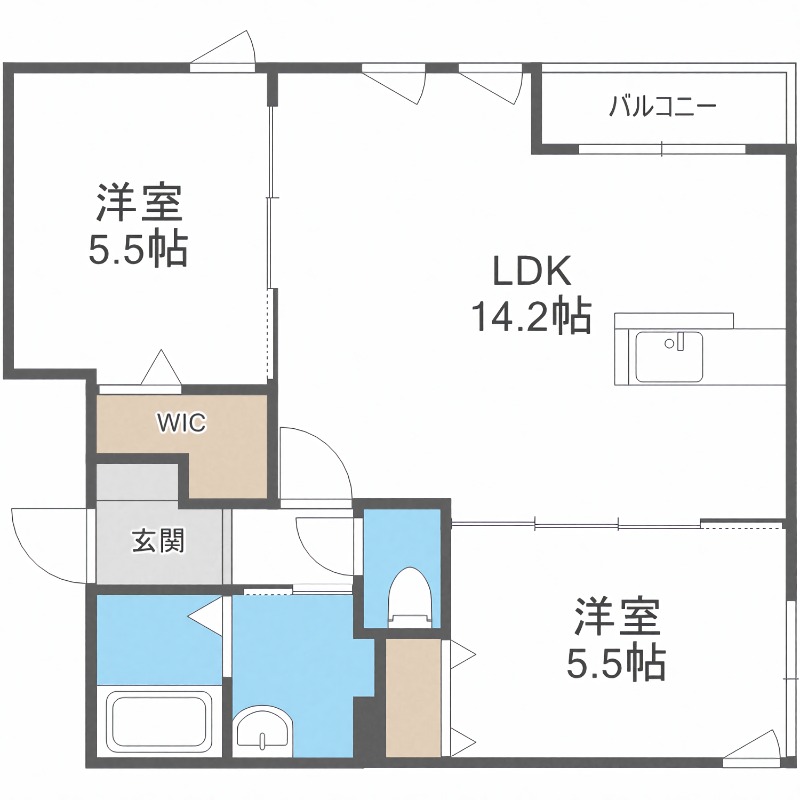 札幌市南区澄川五条のマンションの間取り