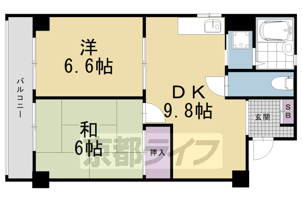 京都市中京区朝倉町のマンションの間取り