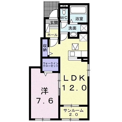 岩国市玖珂町のアパートの間取り