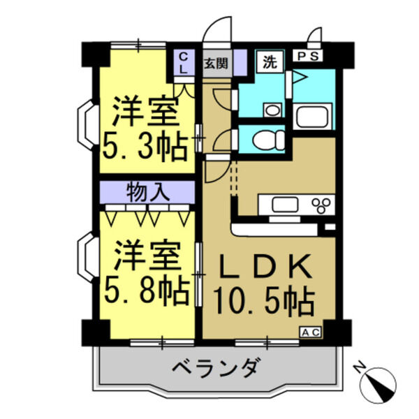 東海市荒尾町のマンションの間取り