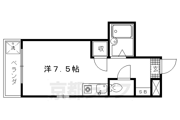 京都市北区西賀茂柿ノ木町のマンションの間取り