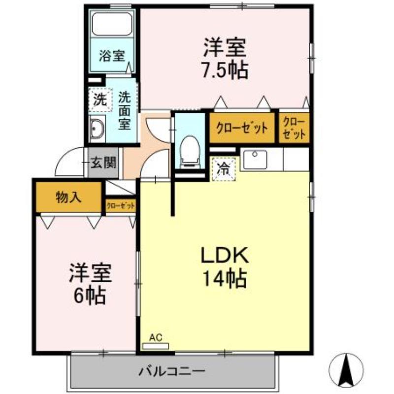 グレイスフル屋島　Ｂ棟の間取り