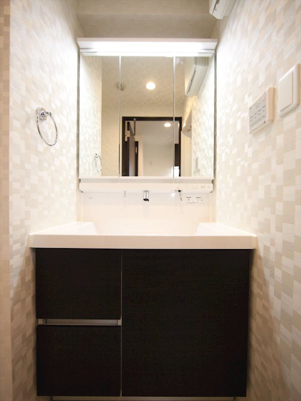 洗面設備　脱衣所　独立洗面台（シャンプードレッサー付）収納スペース有