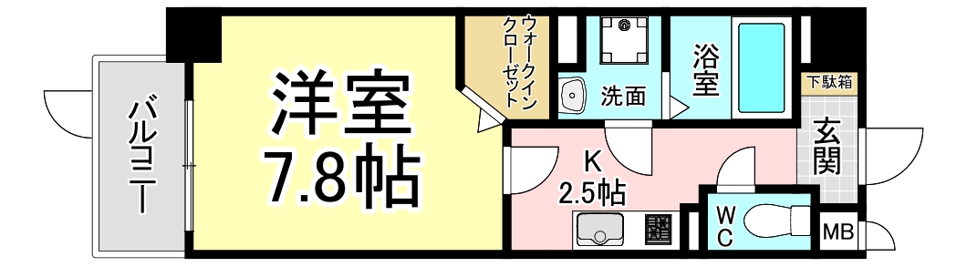 ＪＲ鹿児島本線 折尾駅 徒歩11分 6階建 築2年の間取り写真