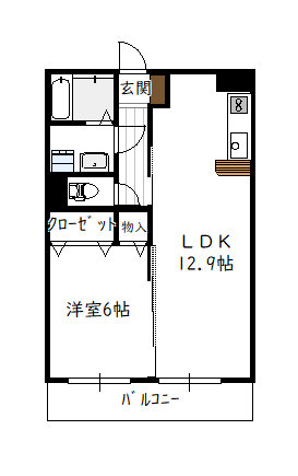 クローバー（1LDK）の間取り