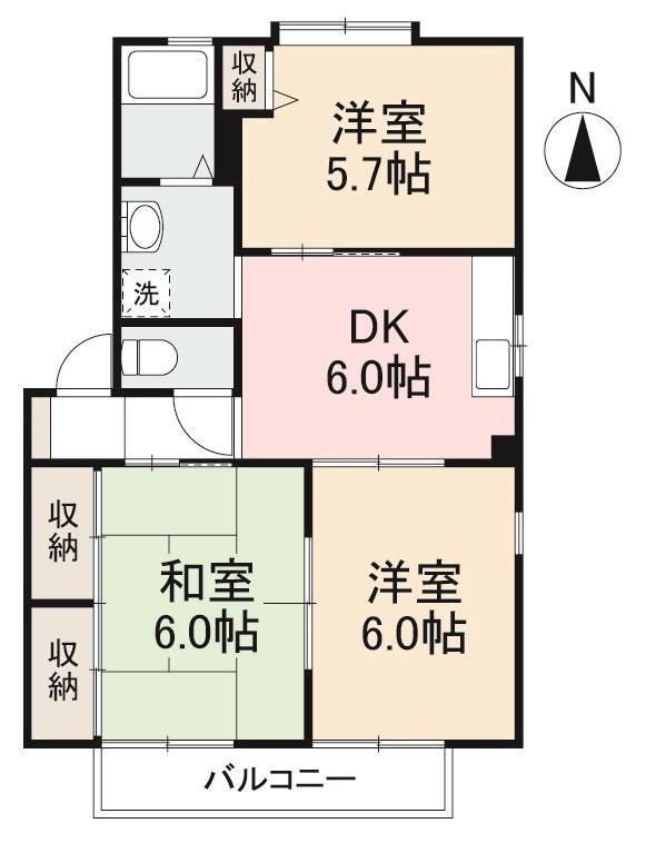 高松市由良町のアパートの間取り