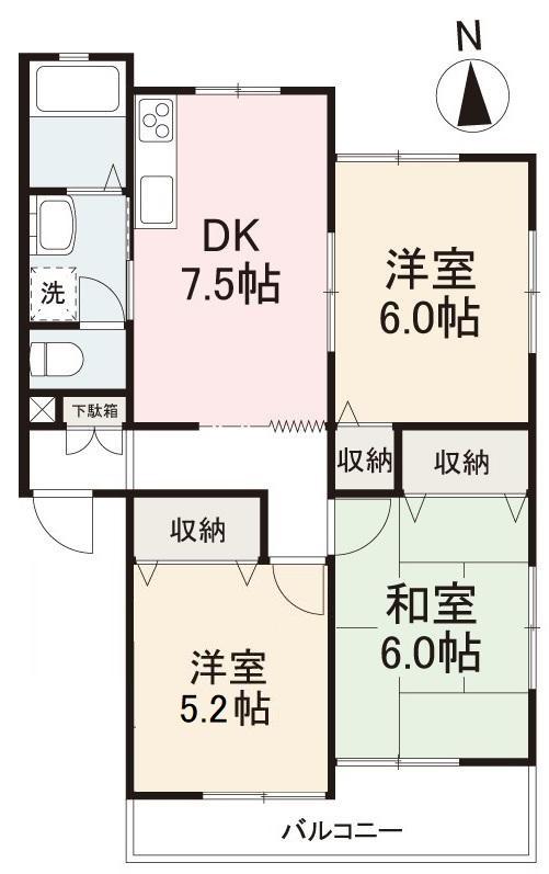 木田郡三木町大字下高岡のアパートの間取り