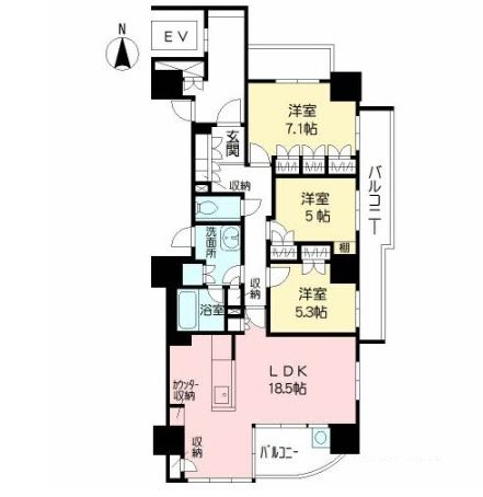 福岡市早良区城西のマンションの間取り