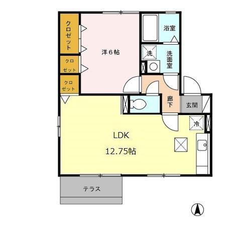 熊本市中央区黒髪のアパートの間取り