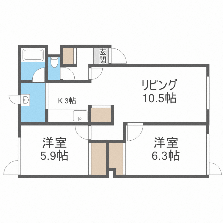 【札幌市西区二十四軒三条のアパートの間取り】